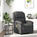 Massagesessel Relaxsessel Echtleder Grau