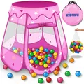 KIDUKU® Kinderzelt Bällebad Babyzelt Spielhaus Spielzelt +100 Bälle +Tasche Pink