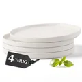 MIAMIO – Speiseteller 4er Set Keramik Spülmaschinen- & Mikrowellenfest 26cm – Luxe Kollektion, Essteller Steingut Flache Teller Groß (Weiß, Groß)