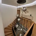 s.luce Orb Glaskugel Galerieleuchte 5m Abhängung Schwarz Galerielampe Hängelampe Orb/Farbverlauf Klar Ø 40cm Rund