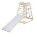 roba Montessori Indoor Spielturm mit 2-in-1 Rutsch- & Kletterbrett, Kletternetz & Sprossenseite, Schaukel & Turnringen – nachhaltiges Massivholz