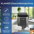 KLAMER Eiswürfelmaschine, 10 Eiswürfel in 7-9 Minuten, 15 kg Eiswürfel pro Tag, 2 Eiswürfelgrößen, 2,1 L Wassertank, 120 W Ice Maker mit Timer, Leise...