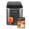 KLAMER Eiswürfelmaschine 10 Eiswürfel in 7-9 Minuten, 15 kg Eiswürfel pro Tag, 2 Eiswürfelgröß…, 120W, 2,1L Wassertank, Signallampe, Auto-Reinigung, mit Eisschaufel, Schwarz