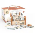 Speedy Monkey 693017 2-in-1 Werkzeugkasten und Werkbank, Werkzeugkasten-Set aus Holz, inkl. Hammer, Säge & Schraubenzieher, für Kinder ab 3 Jahren