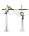 VEVOR Blumenset für Hochzeit Bogen, weiße Blumen für Traubogen mit Vorhängen (3er-Set) – 2 Blumenarrangements, 1 transparente Vorhänge, für Zeremoniensträuße, Empfangshintergrunddekoration