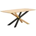 Linea Natura Esstisch, Schwarz, Eiche, Holz, Eiche, vollmassiv, rechteckig, eckig, X-Form, 90x75x180 cm, Esszimmer, Tische, Esstische