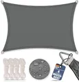 bonsport Sonnensegel Rechteck wasserdicht 2x4 m Graphit - Sonnenschutz rechteckig mit UV-Schutz für Garten, Balkon Terrasse, Camping