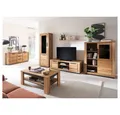 Lomadox Wohnwand GIUSTINO-06, (6-St., Sideboard Vitrine Wandboard Lowboard Highboard Couchtisch), Eiche teilmassiv geölt, Massivholzfronten