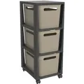 Rotho Tower mit Rollen Brisen 3 x 16, Cappuccino