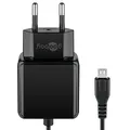 Goobay 49603 Micro USB 3.0A Ladegerät zum Laden von Smartphones, Netzteil, Steckdose, Stromversorgung für Handys, Stromadapter, 1,5m, schwarz