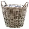 Weide Pflanzkorb Shabby Grau - 40 Cm/groß - Holz Blumenkorb Mit Henkel - Rattan Blumentopf Foliert Natur Garten Deko Klassisch