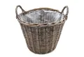 Spetebo Weidenkorb Pflanzkorb mit Henkel - Weide / grau - 40 cm (Set, 1 St., Pflanzkorb mit Henkel), 2er Set Holz Pflanzkorb