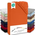 Julido Spannbettlaken 100x200 cm (Orange) - Jersey Betttuch aus 100% Baumwolle, Oeko-Tex Standard 100, hautfreundlich, atmungsaktiv & für Allergiker geeignet, Matratzenhöhe bis 30 cm