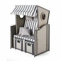 Casa Padrino Strandkorb mit Dach Grau / Weiß 114 x 72 x H. 160 cm