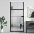 Innentür Schlank Schwarz 93x201,5 Cm Hartglas & Aluminium Vidaxl