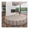 laro Tischdecke Wachstuch-Tischdecken Punkte Beige Rund 140cm