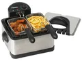 BESTRON Öl-Fritteuse XL DF402, 4,5 L, Cool Zone, 3 Körbe, 2000W, silber