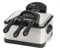 Bestron XL Öl-Fritteuse mit 3 Frittierkörben, inkl. Kaltzonentechnologie & herausnehmbaren Ölbehälter, 4 Liter, spülmaschinengeeignet, 2000 W, Edelstahl, Farbe: silber