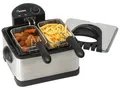 BESTRON Öl-Fritteuse XL DF402, 4,5 L, Cool Zone, 3 Körbe, 2000W, silber