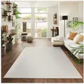Jimri Teppich Lotus Wohnzimmer Teppich Einfarbig Kurzflor Läufer Uni, Rechteckig, Wohnzimmer Teppich Einfarbig Kurzflor Läufer weiß Rechteckig | 140 cm x 200 cm