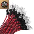 100 Stück Prewired 5mm LED 12V Rot 20cm Kabel