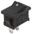 McPower Mini-Wippenschalter | 2-polig | Snap-In-Montage | schwarze Wippe mit Punkt | 250V/6A | Flachstecker 4,8mm | Einbaumaß 13x19,2mm