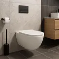 NEG Design Hänge-WC Uno11RL-Slimline (55,5 cm) randlos & spritzfrei verdeckte Montage mit Nano-Versiegelung inkl. abnehmbarem Softclose WC-Sitz (extraflach)