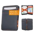GARZINI Flacher Geldbeutel Fuer Herren aus Leder, Magic Wallet mit RFID-Schutz, Geldboerse mit Platz Fuer 8 Karten, Blue Orange