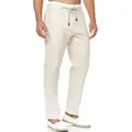 Indicode Leinenhose Herren Veneto Sommerhose Leinen Herrenhose leichte Sommerhose mit Kordelzug beige L