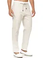Indicode Herren Veneto Stoffhose aus Leinen & Baumwolle | Leinenhose Freizeithose Männer Fog, L