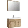 Badplaats - Badezimmer Badmöbel-set Paso 02 80cm Waschbecken Eiche Kastanie