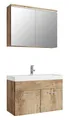 Badplaats Badmöbel Komplettset Paso 02 80 x 40 cm Kastanien Eiche - Badezimmermöbel mit Waschbecken und Spiegelschrank