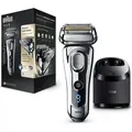 Braun 9296cc Series 9 Wet&Dry Herrenrasierer Chrom mit Reinigungsstation - Silber