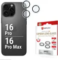 Displex Premium Camera Lens Glass, iPhone 16 Pro/16 Pro Max, Einzelringe, Schutzringe, 10H, transparent, Quick Mount, Apple, iPhone 16 Pro/16 Pro Max, Staubresistent, Schlagfest, Kratzresistent, Schwarz, Transparent, 1 Stück(e)