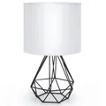 Aigostar - Tischlampe, Kleine Nachttischlampe, Modernes Hohlblock-Design Tischleuchte, Schreibtischlampe mit Weißem Stoff-Schirm , Sockel E14