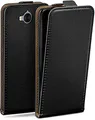 moex Flip Case für Huawei Y6 (2017) Hülle klappbar mit 360 Grad Schutz, Handyhülle mit Displayschutz, PU Leder Handytasche Lederhülle, Flip Case Cover Klapphülle, Schwarz