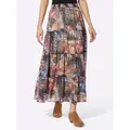 Maxirock HEINE, Damen, Gr. 40, bunt (schoko, rot, bedruckt), 100% Polyester, gemustert, mehrfarbig, bedruckt, lang, Röcke