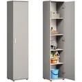 Schmaler Mehrzweckschrank 40 cm breit mit 1 Tür & 4 Einlegeböden | Universalschrank Haushaltsschrank für Haushalt, Flur, Büro oder Schlafzimmer... - Hellgrau