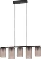 EGLO Hängelampe Colomera, Pendelleuchte 5-flammig über Esstisch, elegante Esszimmerlampe aus Metall in Schwarz und Rauchglas, E27 Fassung, 80 cm