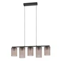 EGLO Hängelampe Colomera, Pendelleuchte 5-flammig über Esstisch, elegante Esszimmerlampe aus Metall in Schwarz und Rauchglas, E27 Fassung, 80 cm