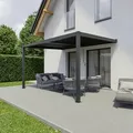 Ximax Aluminium Pergola Shade Anbau-Modell mit Lamellendach 300 x 400 cm Dunkelg...