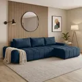 BEAUTYSOFA Costa L Ecksofa 290 cm mit Schlaffunktion & Bettkasten – Seitenausführung: rechts– Schlafsofa, Sofa , Bettsofa, Couch modern, Blau ... - Blau