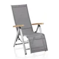 KETTLER Gartenstuhl CIRRUS Relaxsessel silber / anthrazit-grau mit Teak-Armlehne