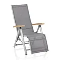 KETTLER CIRRUS Relaxsessel silber / anthrazit-grau mit Teak-Armlehne