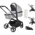 Booboo Jazzi Kinderwagen, 2 in 1 Kombikinderwagen mit Sportwagen + Babywanne, ab Geburt bis 22 kg, leicht, kompakt, große Räder - Grey - Grau