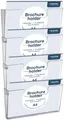 Europel Prospekthalter Wandmontage | 4 Fächer DIN A4 | Transparent