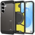 Spigen Tough Armor (AI) MagFit für Samsung Galaxy S25 Hülle mit [Stoßdämpfendes Pad], [verstellbarem Kickstand], MagSafe kompatibel –Gunmetal