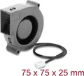 Delock Radiallüfter / Lüftergebläse 12 V DC 75 x 75 x 25 mm mit 3-Pin Lüfteranschluss, schwarz (67494)