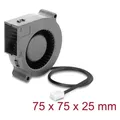 Delock Radiallüfter / Lüftergebläse 12 V DC 75 x 75 x 25 mm mit 3-Pin Lüfteranschluss, schwarz (75 mm) (67494)