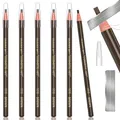 Waterproof Eyebrows Pencil Tattoo Makeup And Microblading Supplies Kit-Permanent Eye Brow Liners In 5 Colors Waterproof Eyebrow Pencils Peel - Brow Pencil Set For Marking (6 Dark Brown)